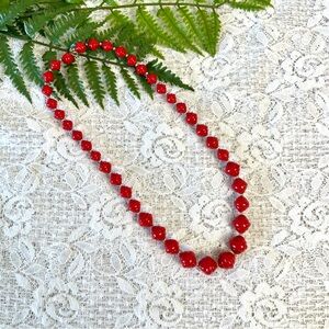 *FreeAddon 1980’s Red & Gold Shell Bead Costume Jewelry Necklace